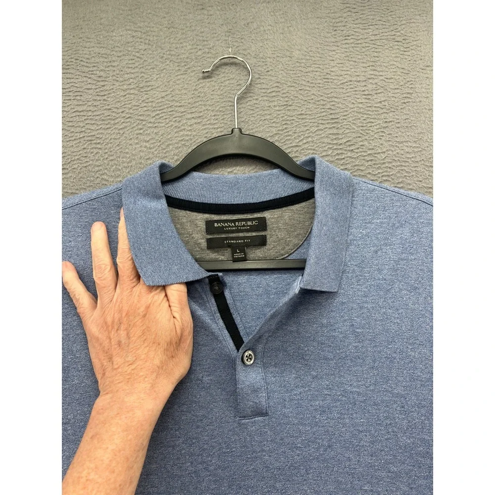 Banana Republic Polo Shirt Mens Sz L Luxury Touch Blue Standard Fit Cotton